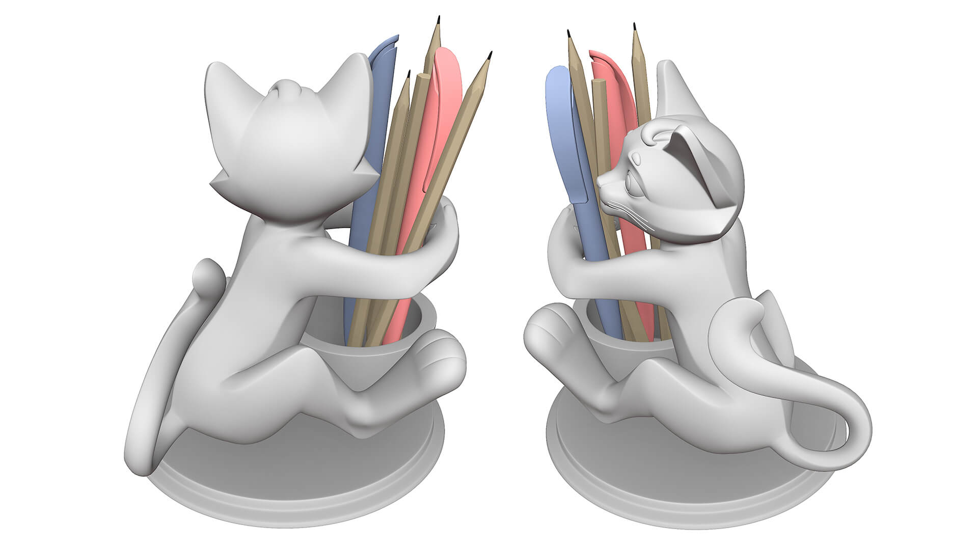 Cat Stand For Pens and Pencils 3D Model