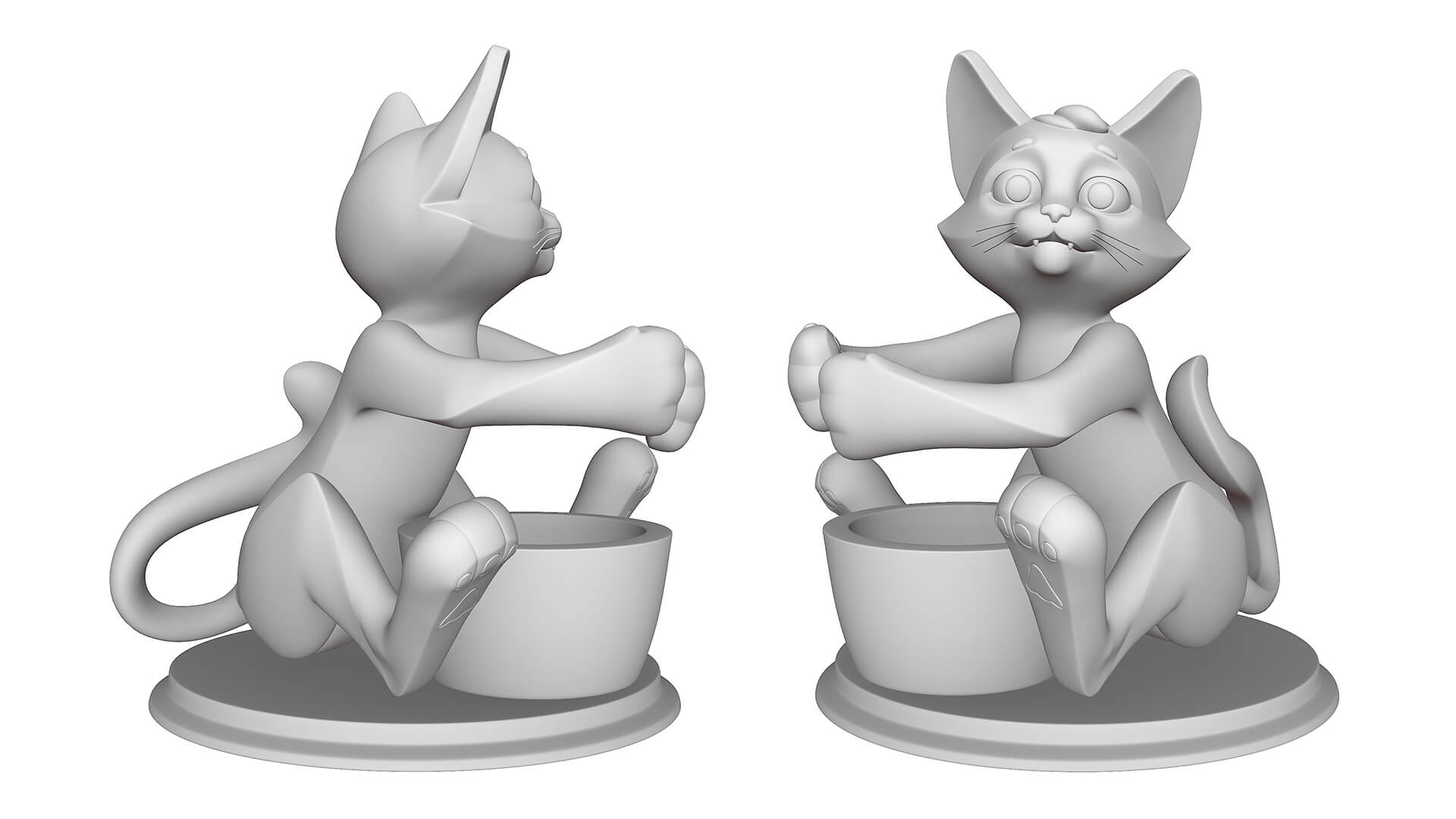 Cat Stand For Pens and Pencils 3D Model
