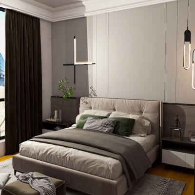 Modern Luxury Master Bedroom Interior Scene 3D Model