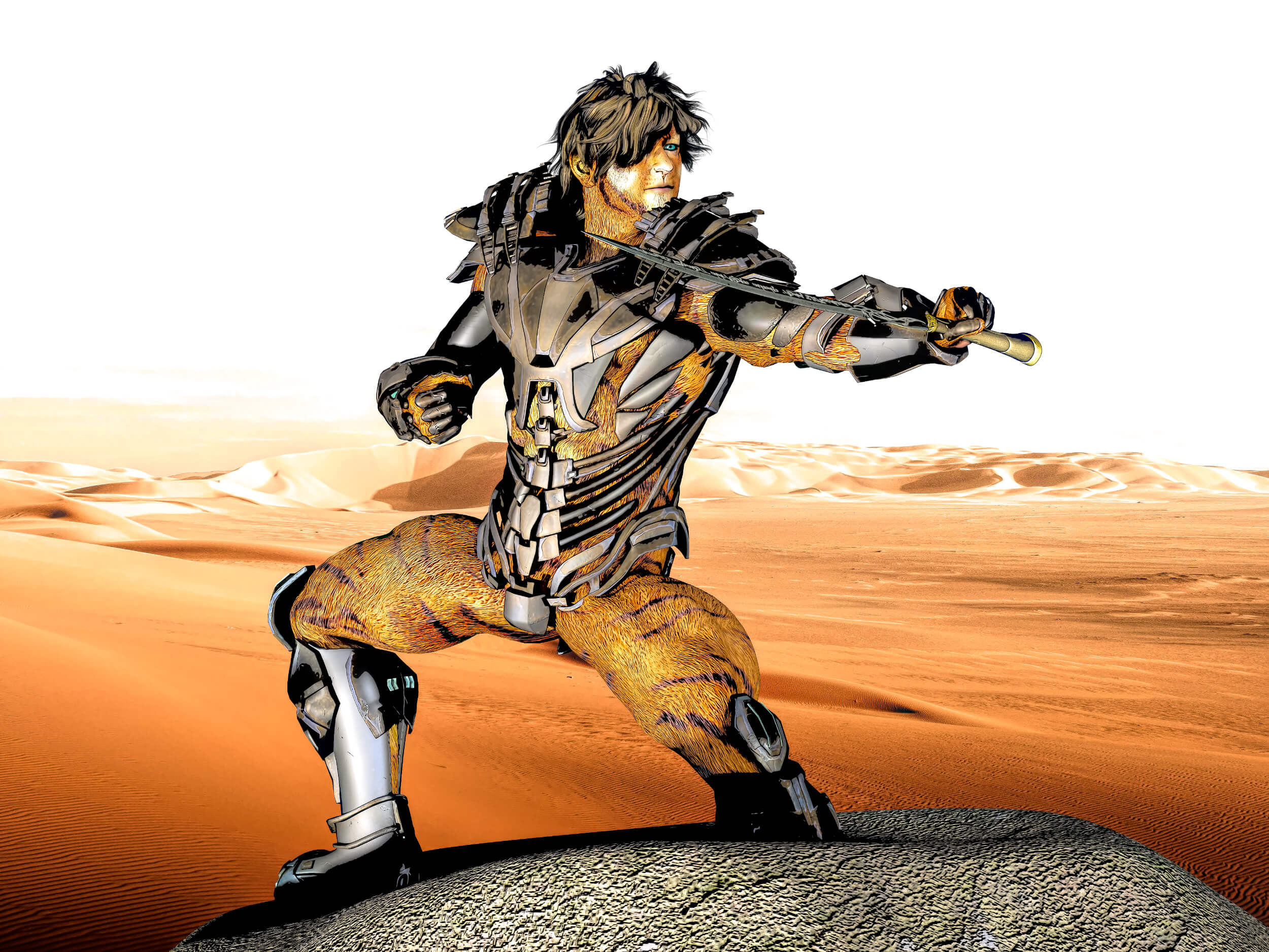 Desert Warrior 3D Render, Digital Artwork by tantographics
