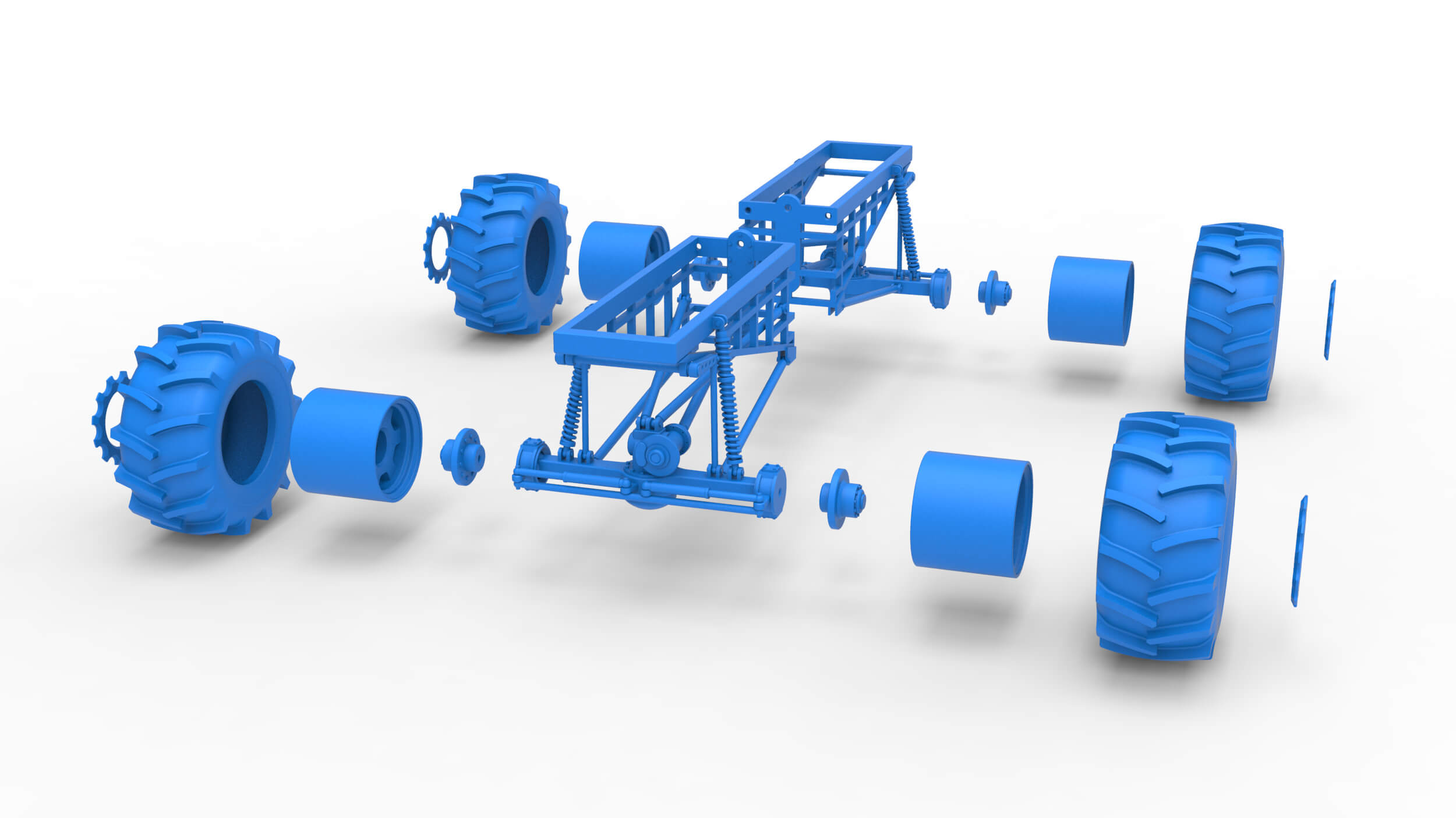 Chassis of Redneck Rave Mud Truck Version 2 Scale 125 3D Model