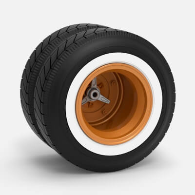 Wheel of Vintage Dirt Race Car V8 Scale 1:25