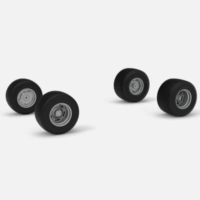 Wheel Set of Vintage Dirt Late Model Race Car Scale 1:25