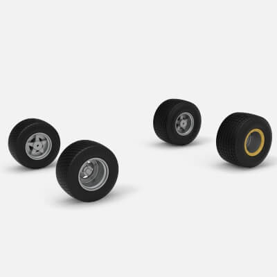 Wheel Set of Vintage Dirt Late Model Race Car v4 Scale 1:25