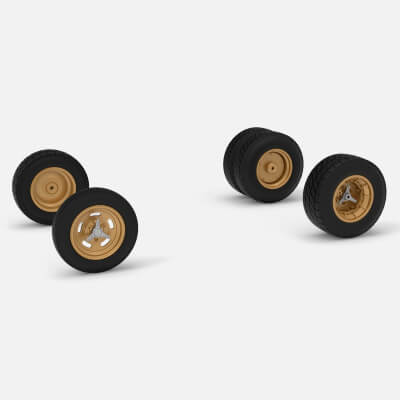 Wheel Set of Vintage Dirt Supermodified V2 Scale 1:25