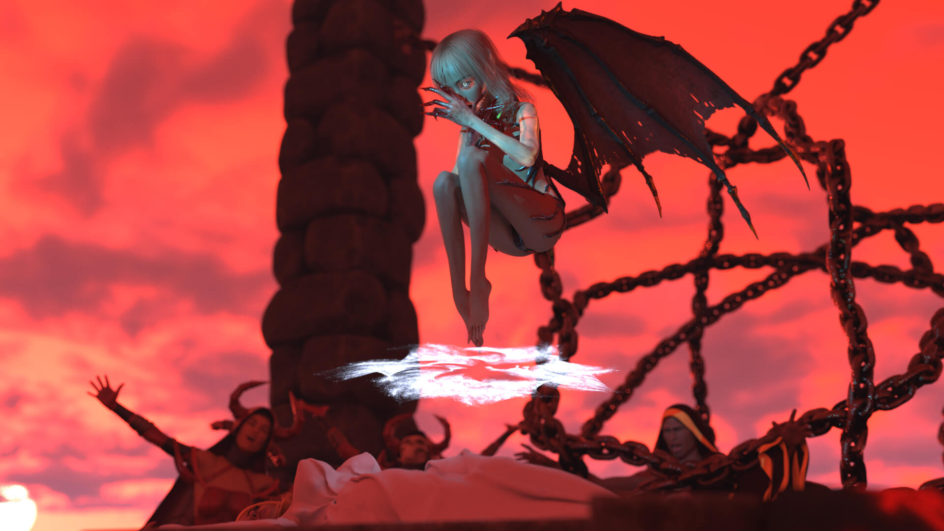 The Night the Sky Turned Red 3D Render, Digital Artwork by Tee3001