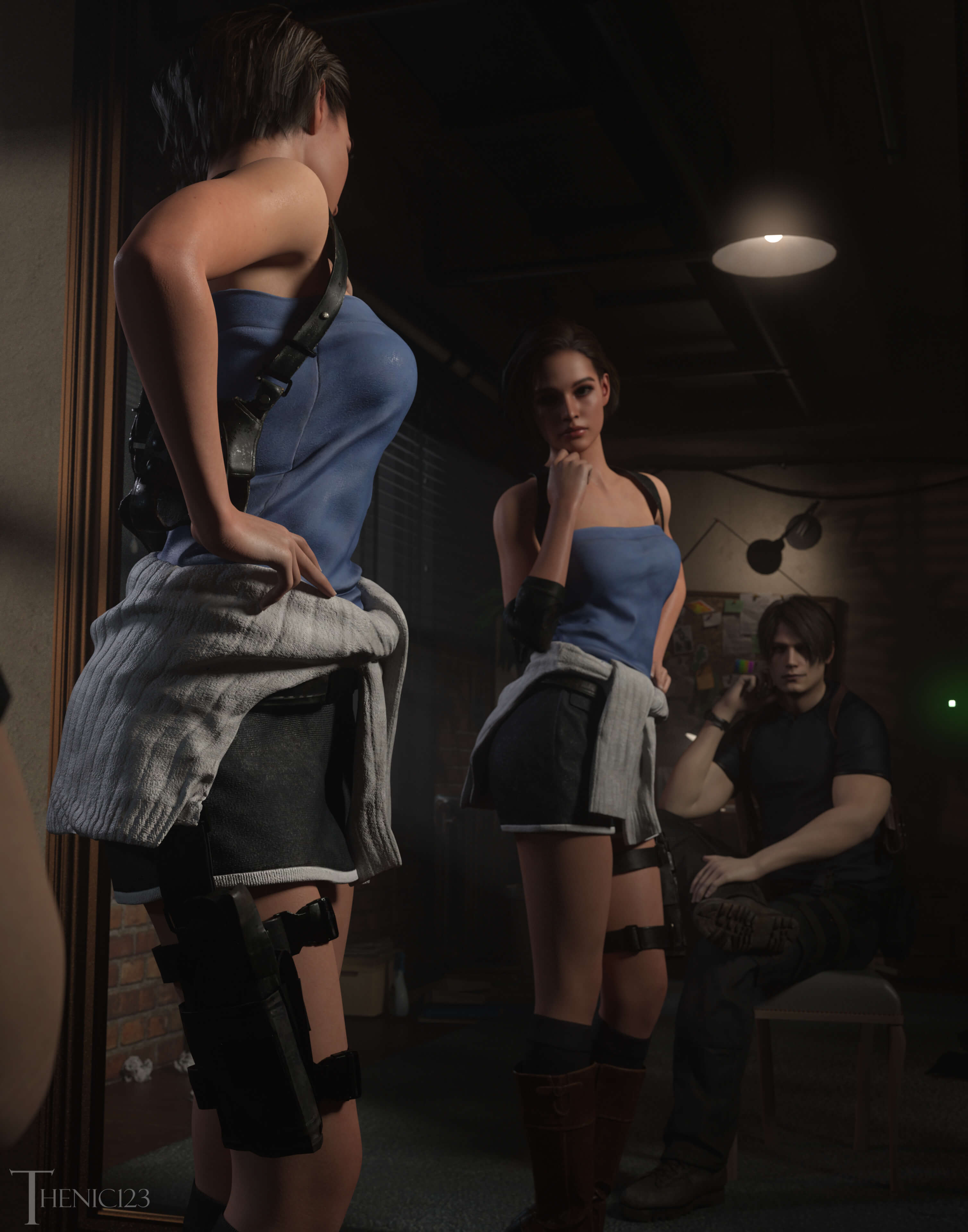 Jills trying the Old Classic On v0.2 3D Render, Digital Artwork by thenic123