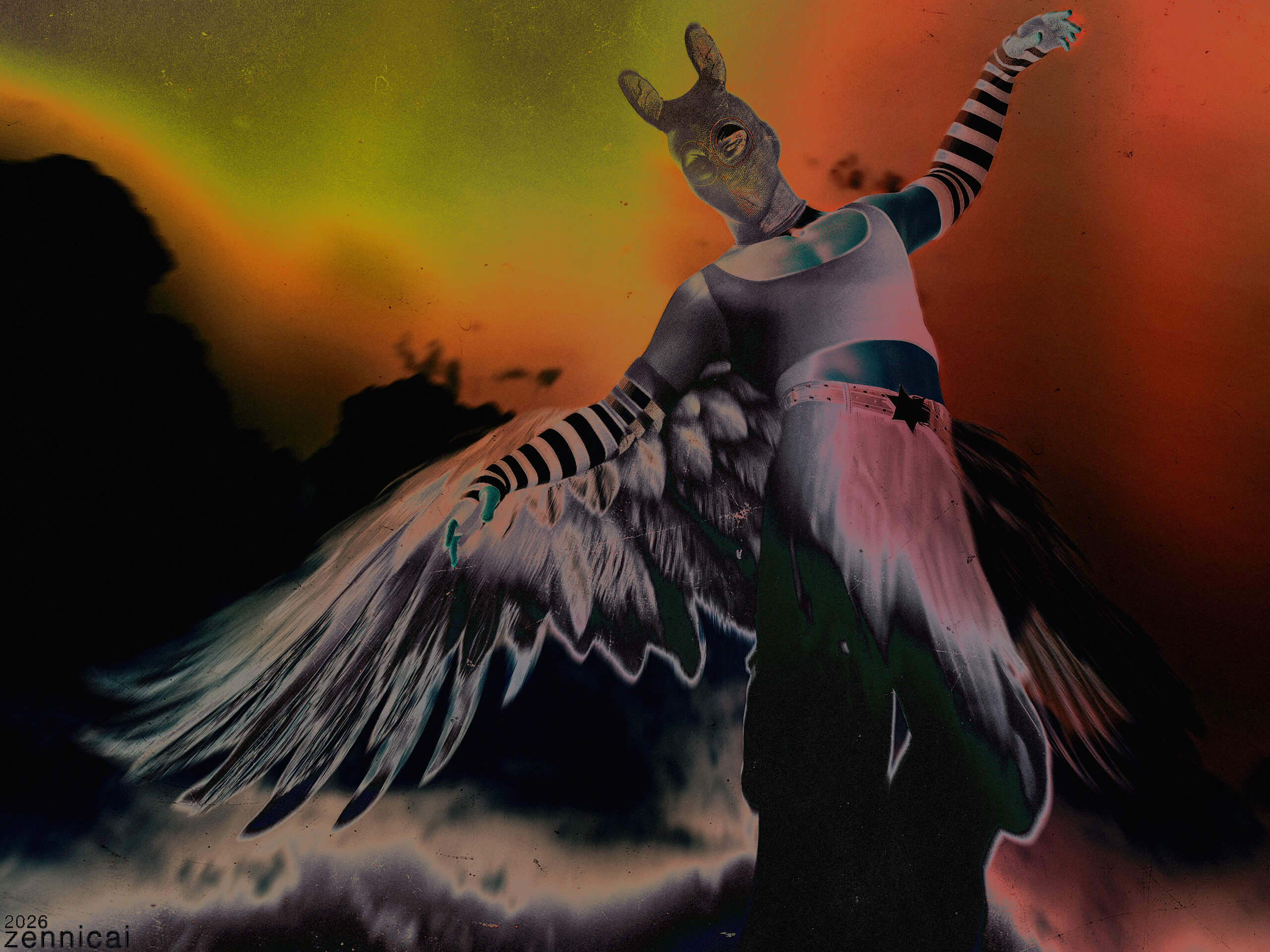 mystified angel. 3D Render, Digital Artwork by thirdeyezennicai