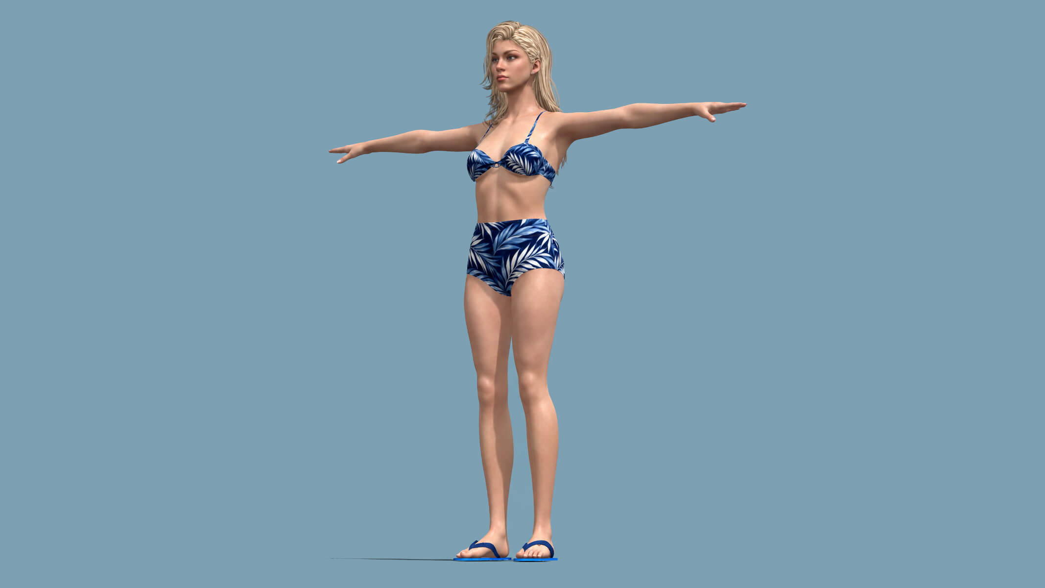 T-Pose Rigged Swimwear Girl 3D Model 3D Model