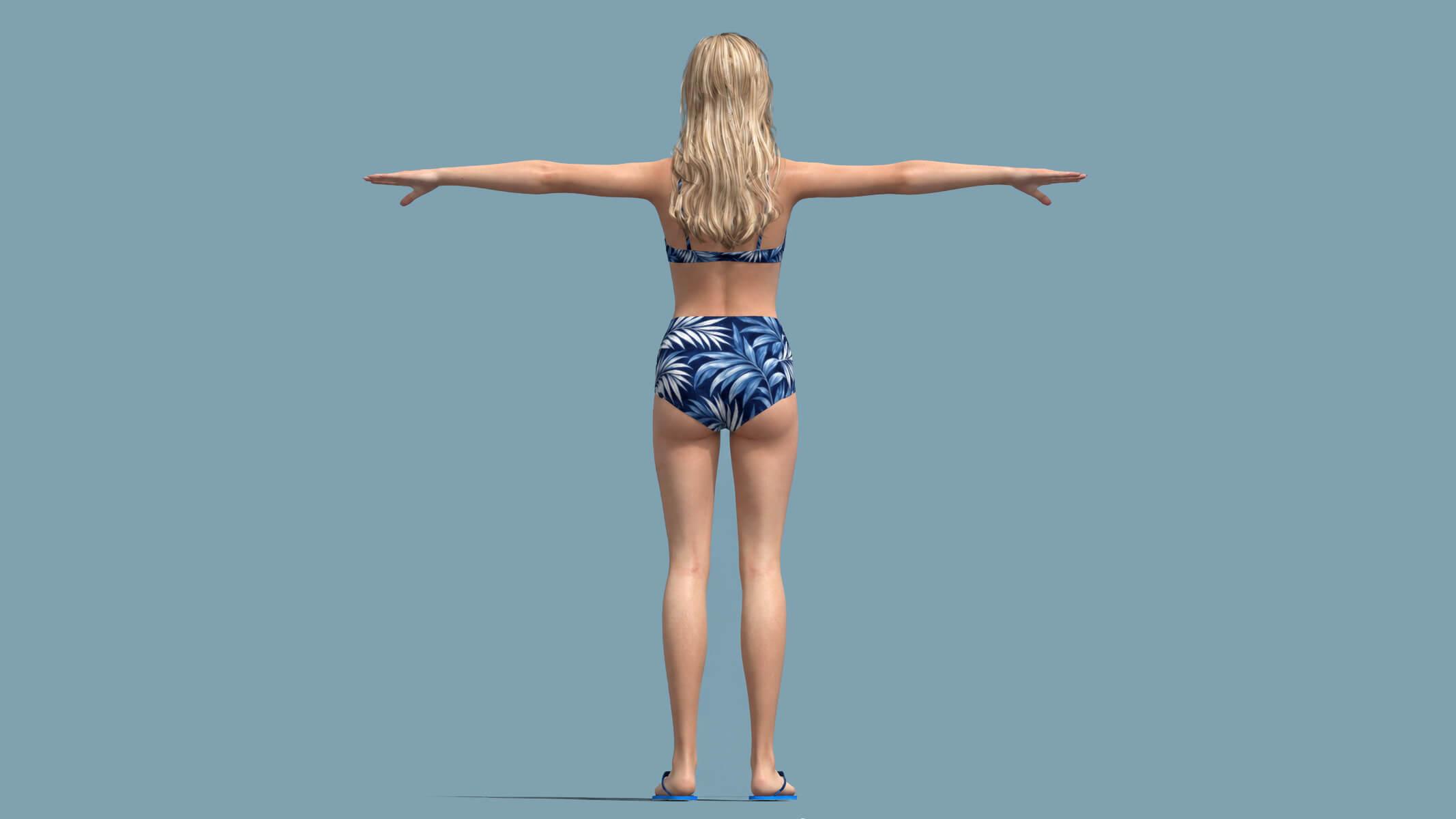 T-Pose Rigged Swimwear Girl 3D Model