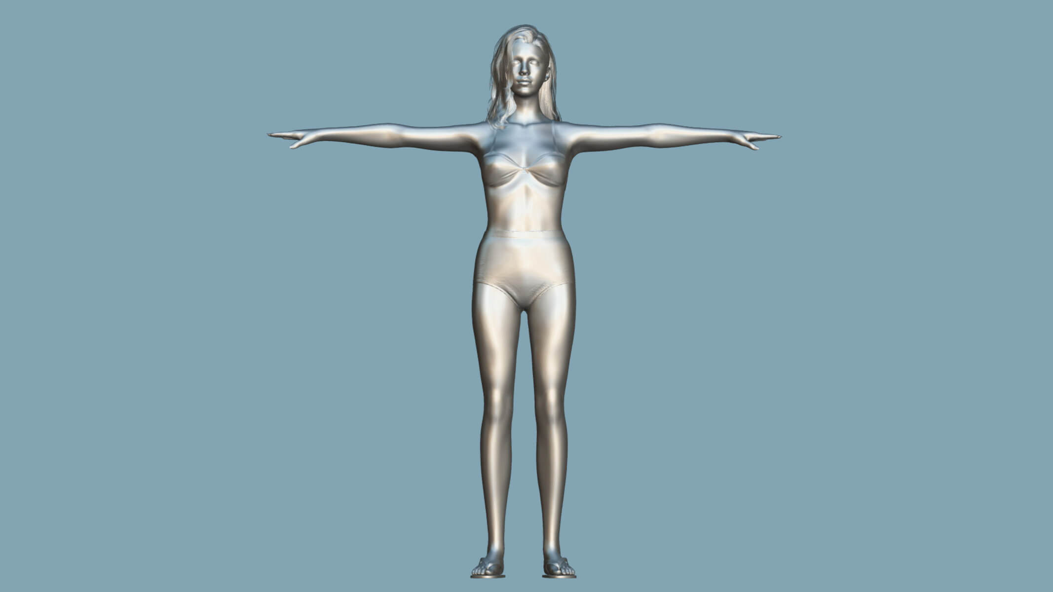 T-Pose Rigged Swimwear Girl 3D Model