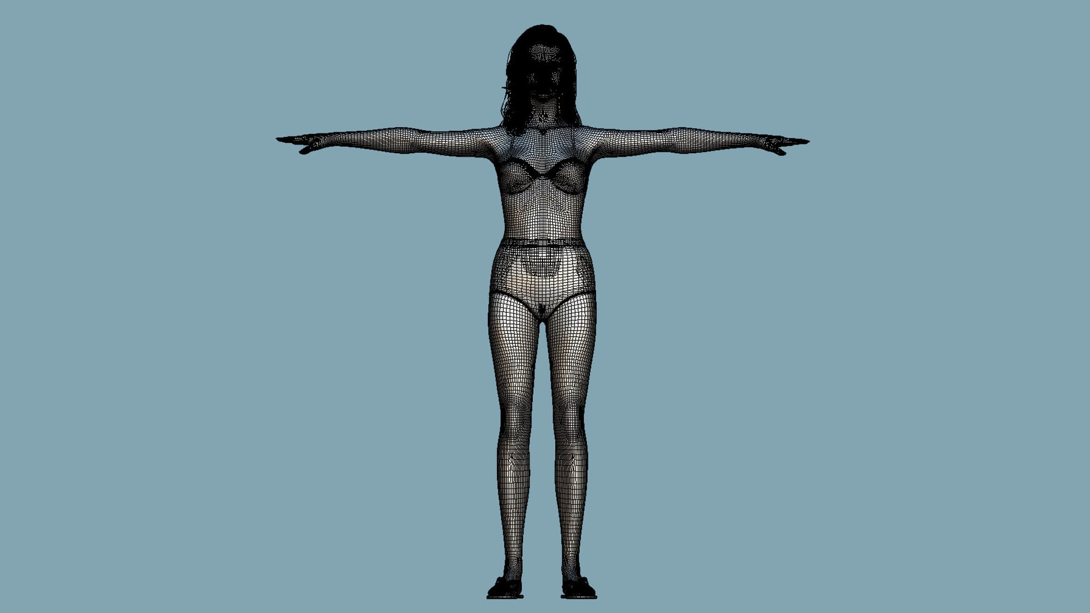 T-Pose Rigged Swimwear Girl 3D Model