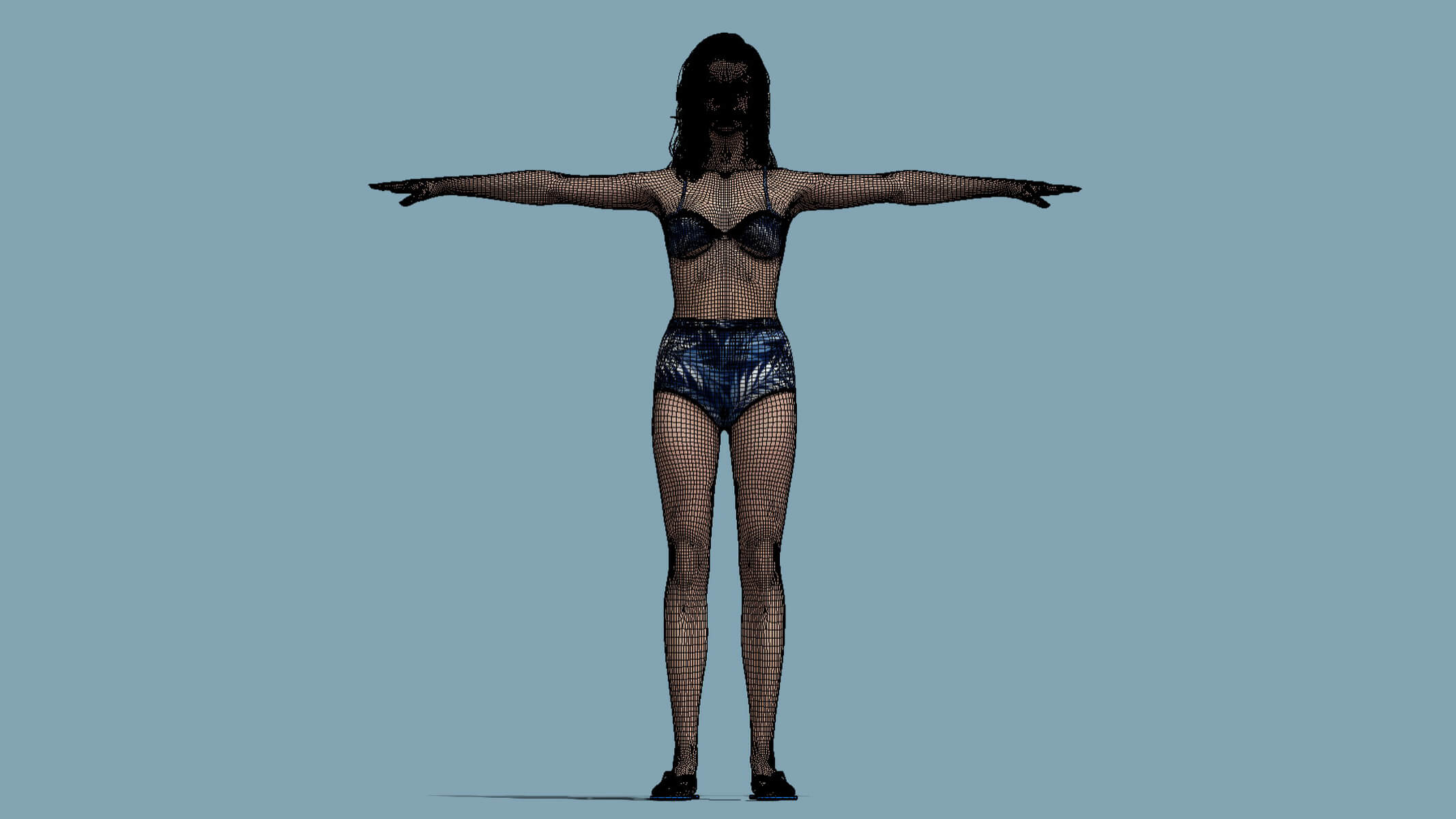 T-Pose Rigged Swimwear Girl 3D Model