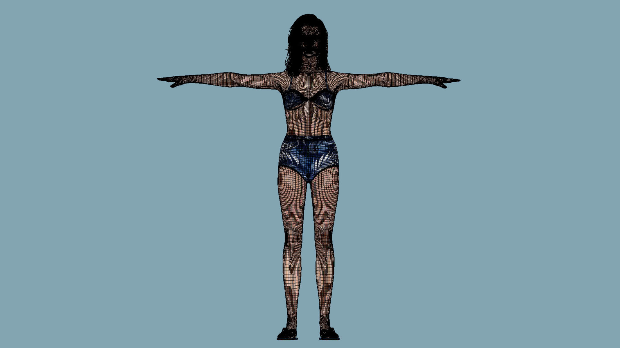 T-Pose Rigged Swimwear Girl 3D Model