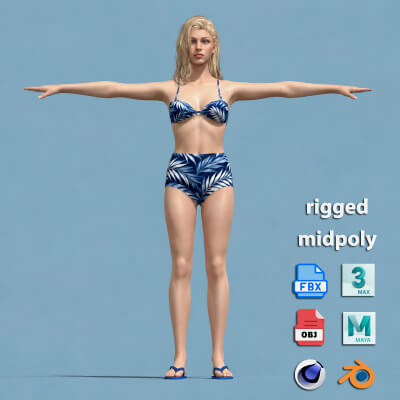 T-Pose Rigged Swimwear Girl