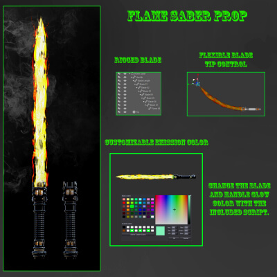 Flame Saber &ndash; Rigged Prop for DAZ Studio