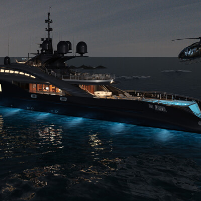 Night Yacht 3D Wallpaper