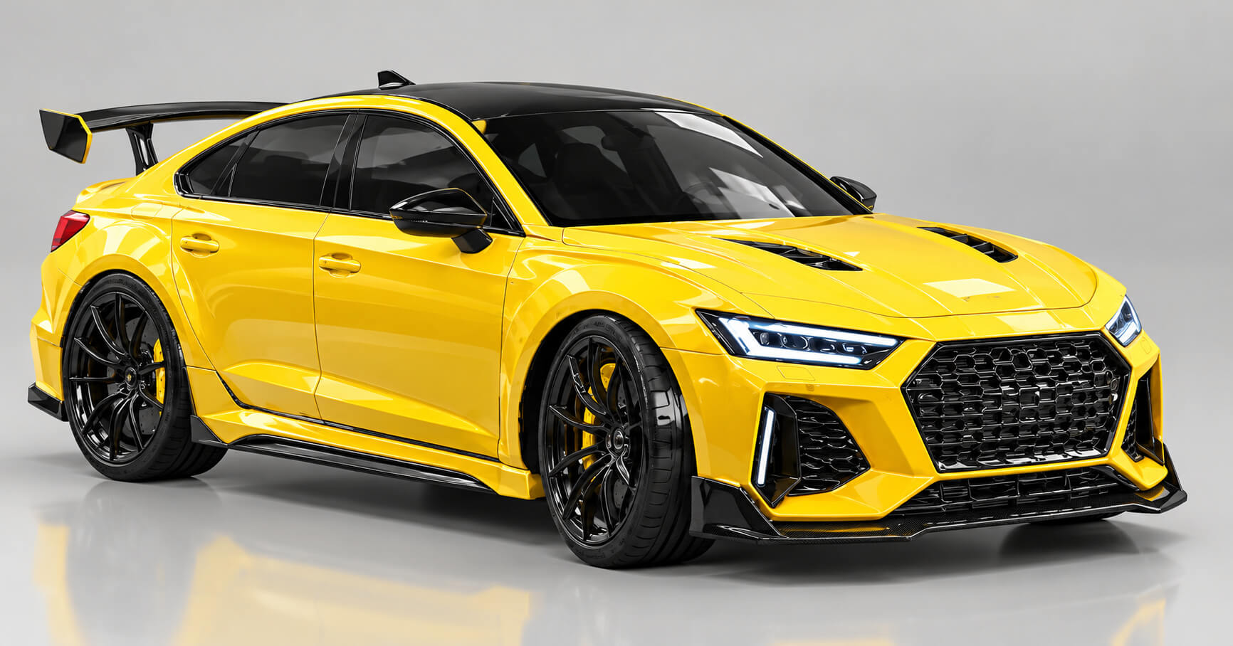 Yellow Sports Racing Sedan 3D Model