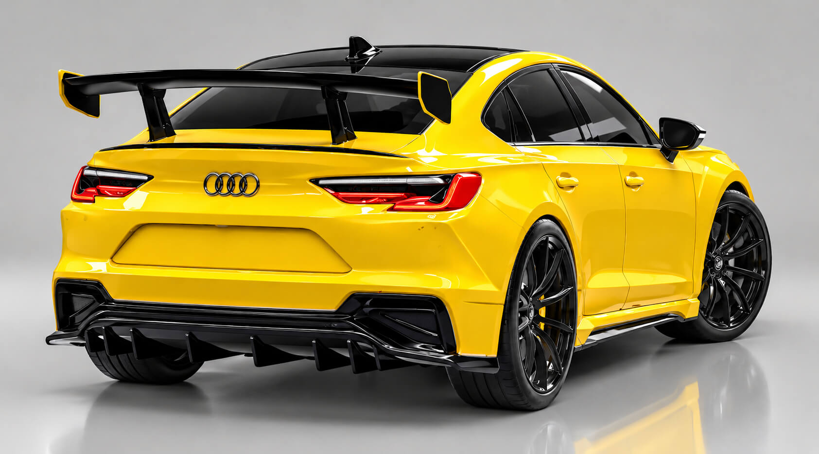 Yellow Sports Racing Sedan 3D Model