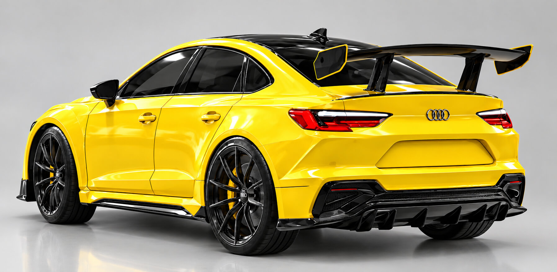 Yellow Sports Racing Sedan 3D Model