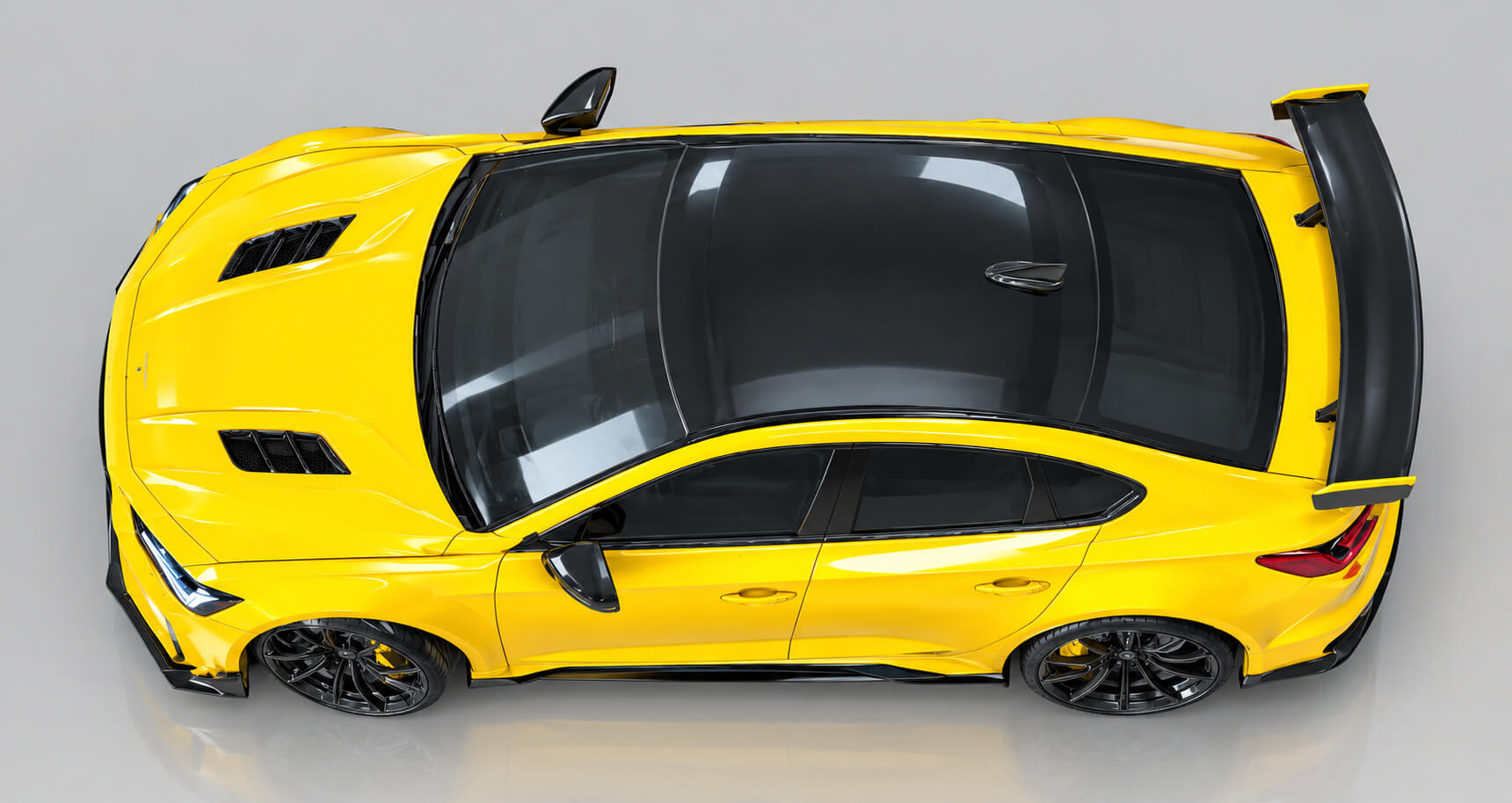 Yellow Sports Racing Sedan 3D Model