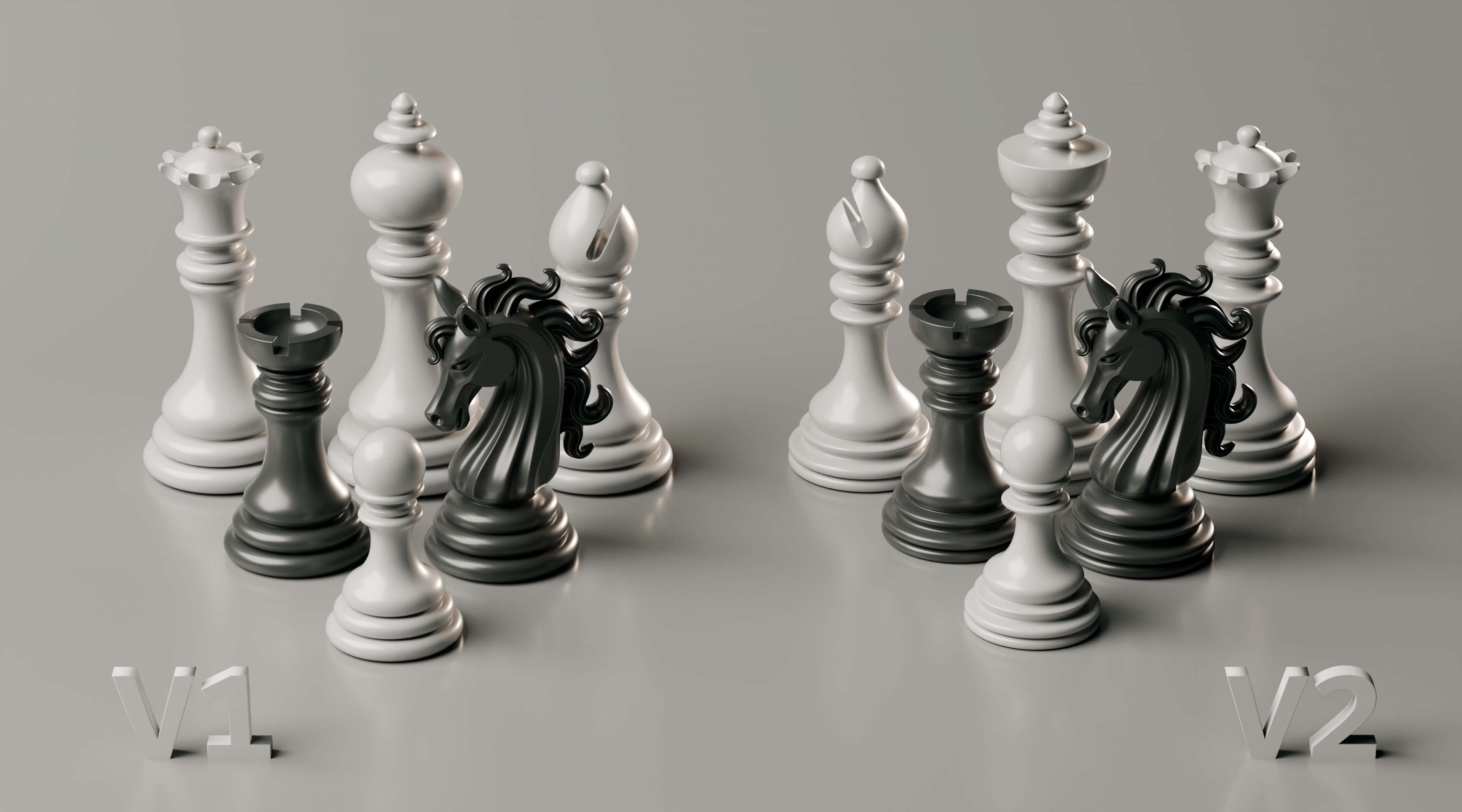 Elegant Modern Chess Pieces Set 3D Model