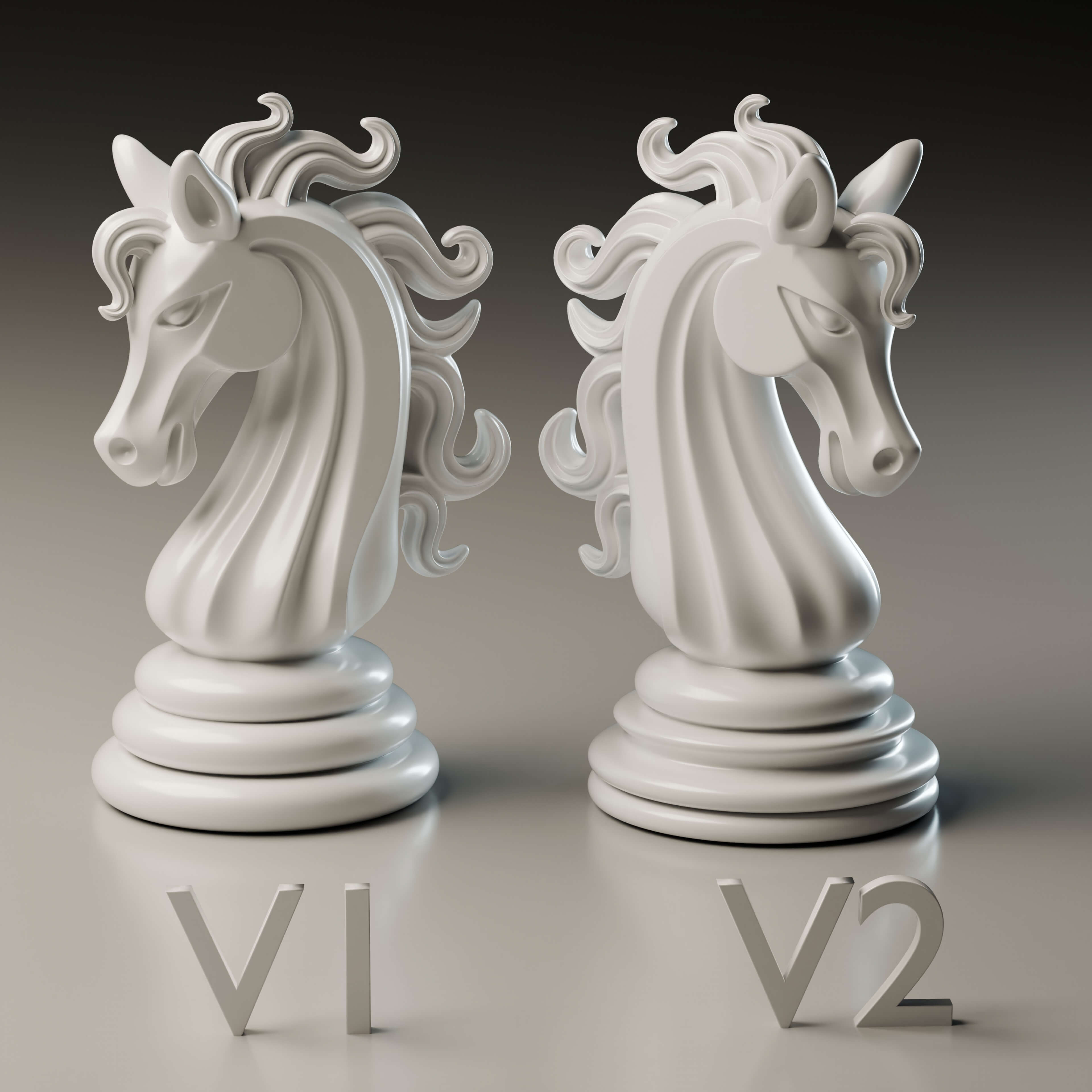 Elegant Modern Chess Pieces Set 3D Model
