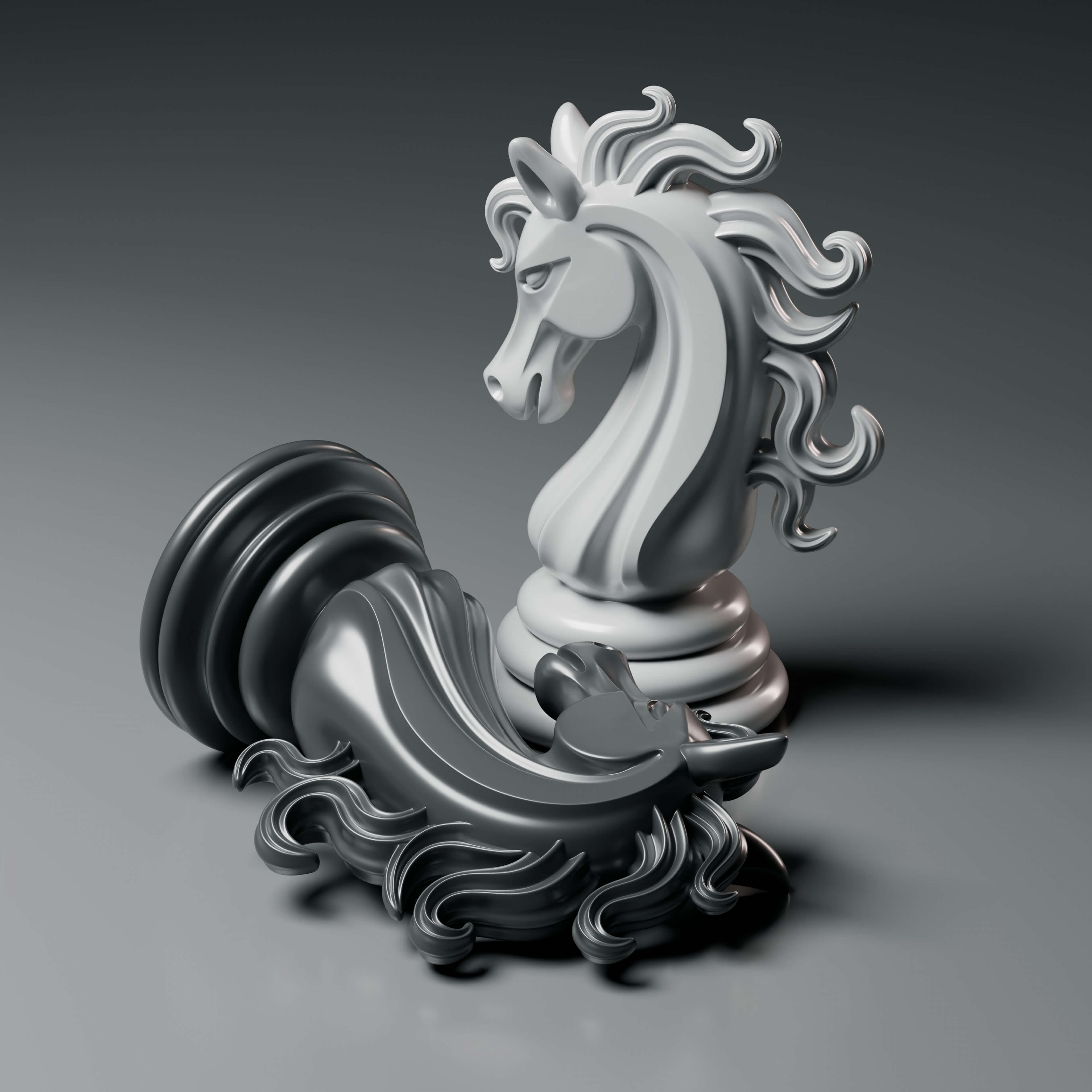 Elegant Modern Chess Pieces Set 3D Model