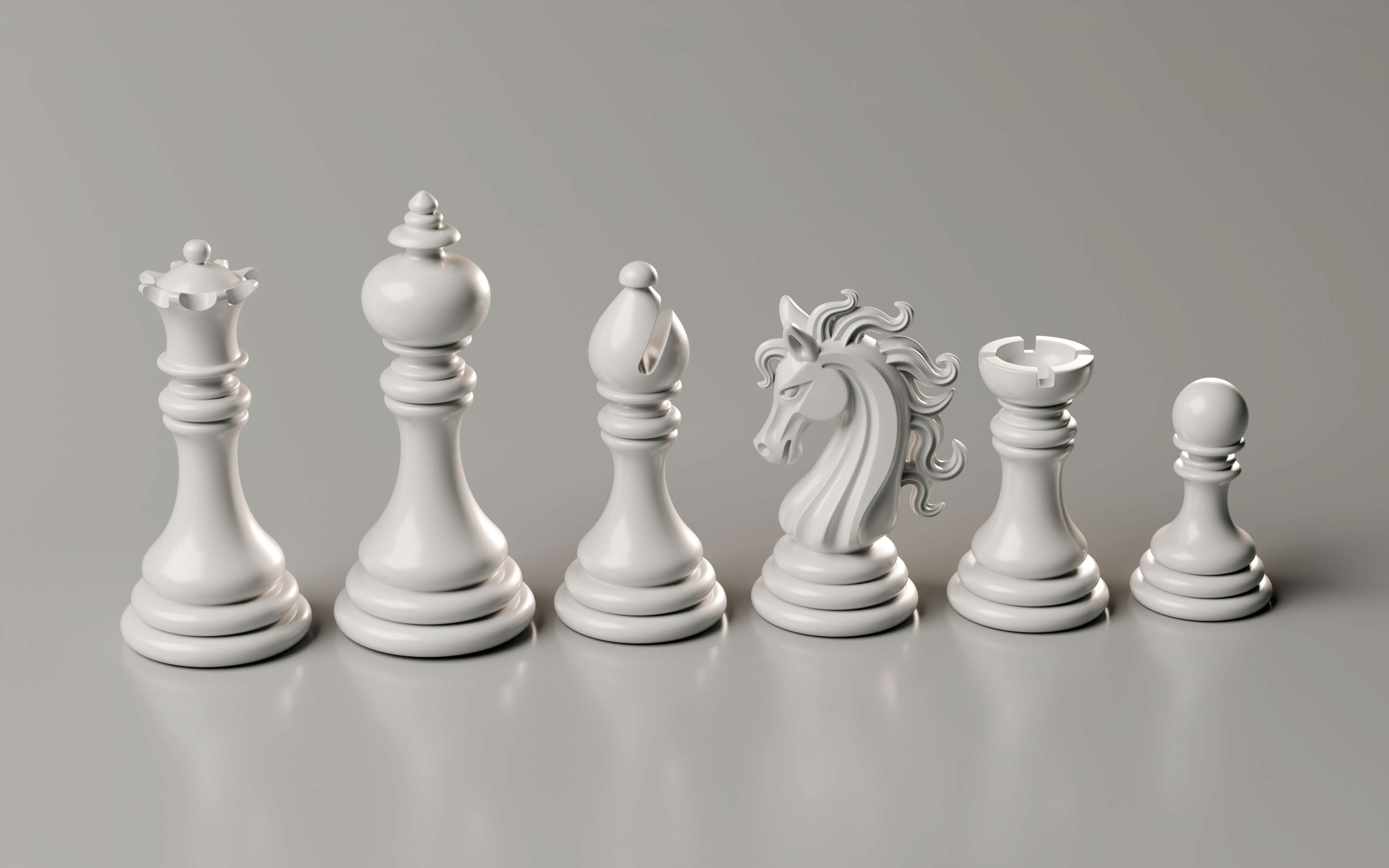 Elegant Modern Chess Pieces Set 3D Model