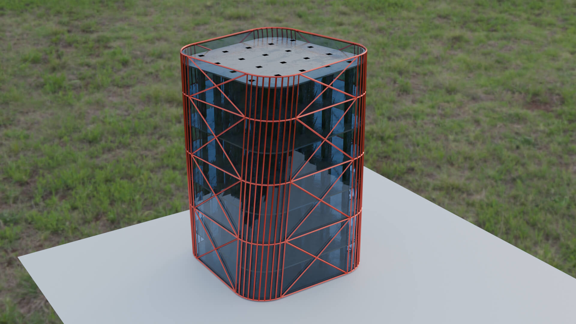Modern Twisted Skyscraper Building with Diagrid Facade 3D Model