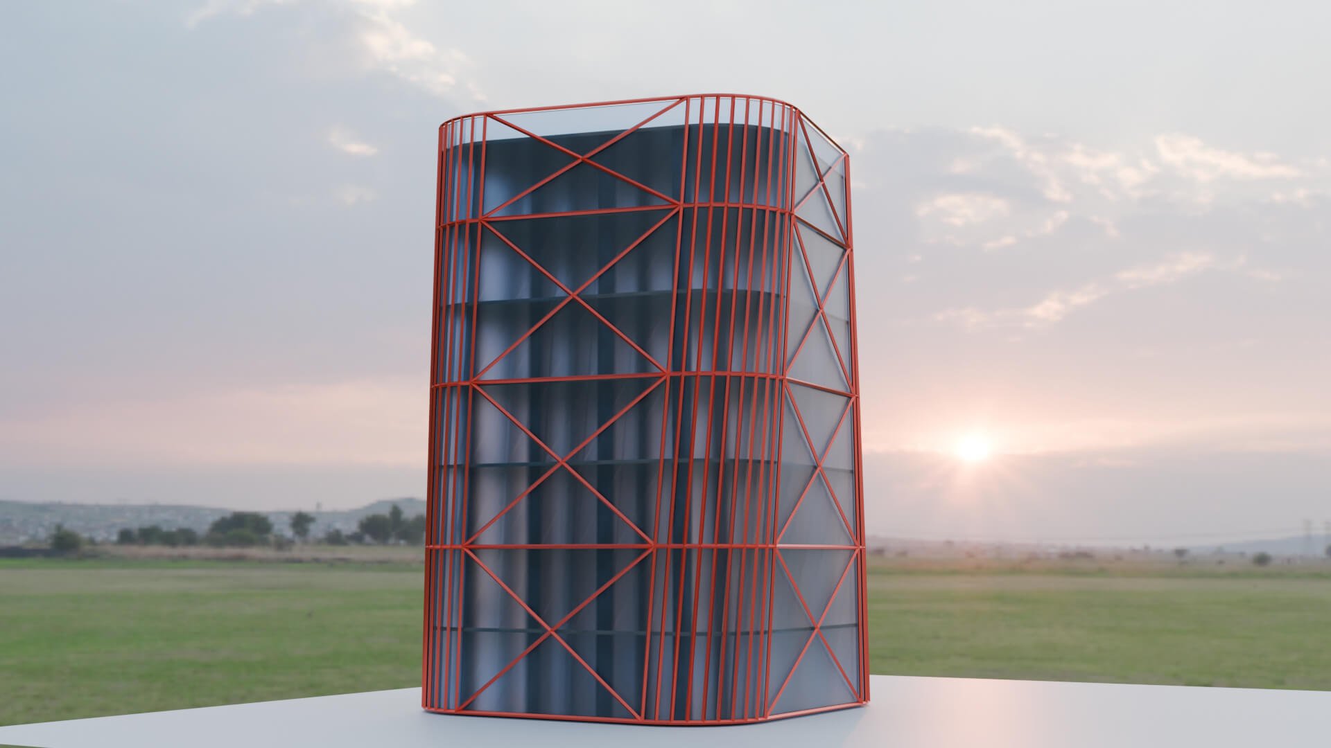 Modern Twisted Skyscraper Building with Diagrid Facade 3D Model