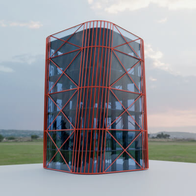 Modern Twisted Skyscraper Building with Diagrid Facade