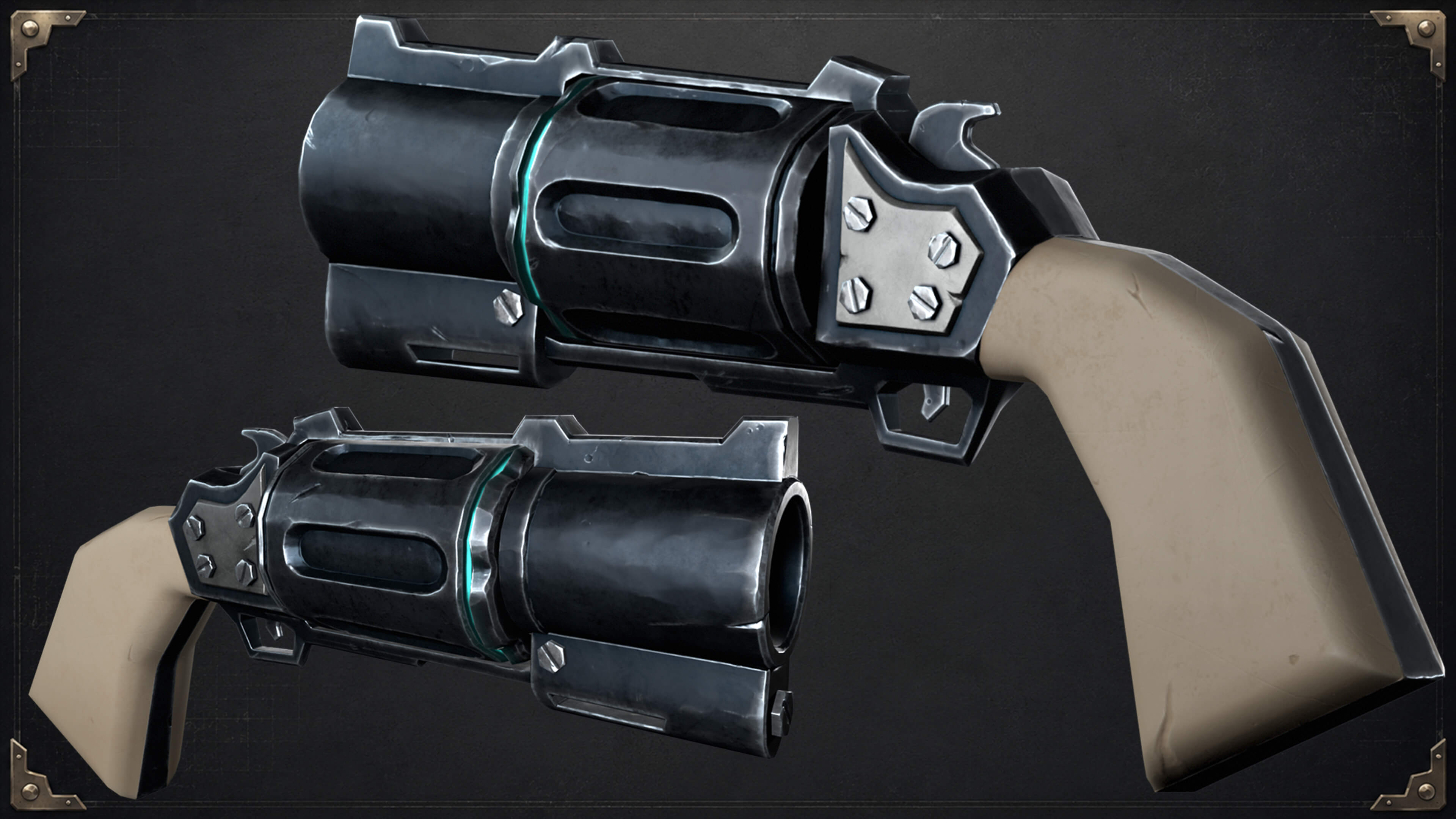 Stylized Revolver - Game Ready 3D Prop 3D Model