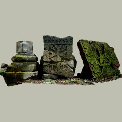 Ancient Carved Stone Fragments Khachkar or Cross Stone 3D Mo