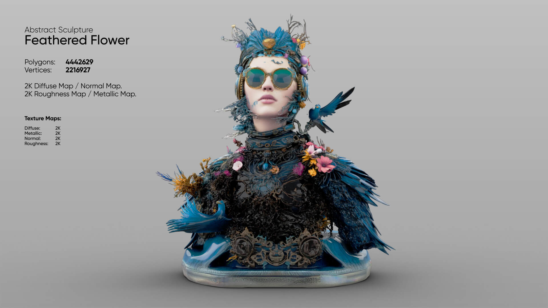 Abstract Sculpture &ndash Feathered Flower 3D Model