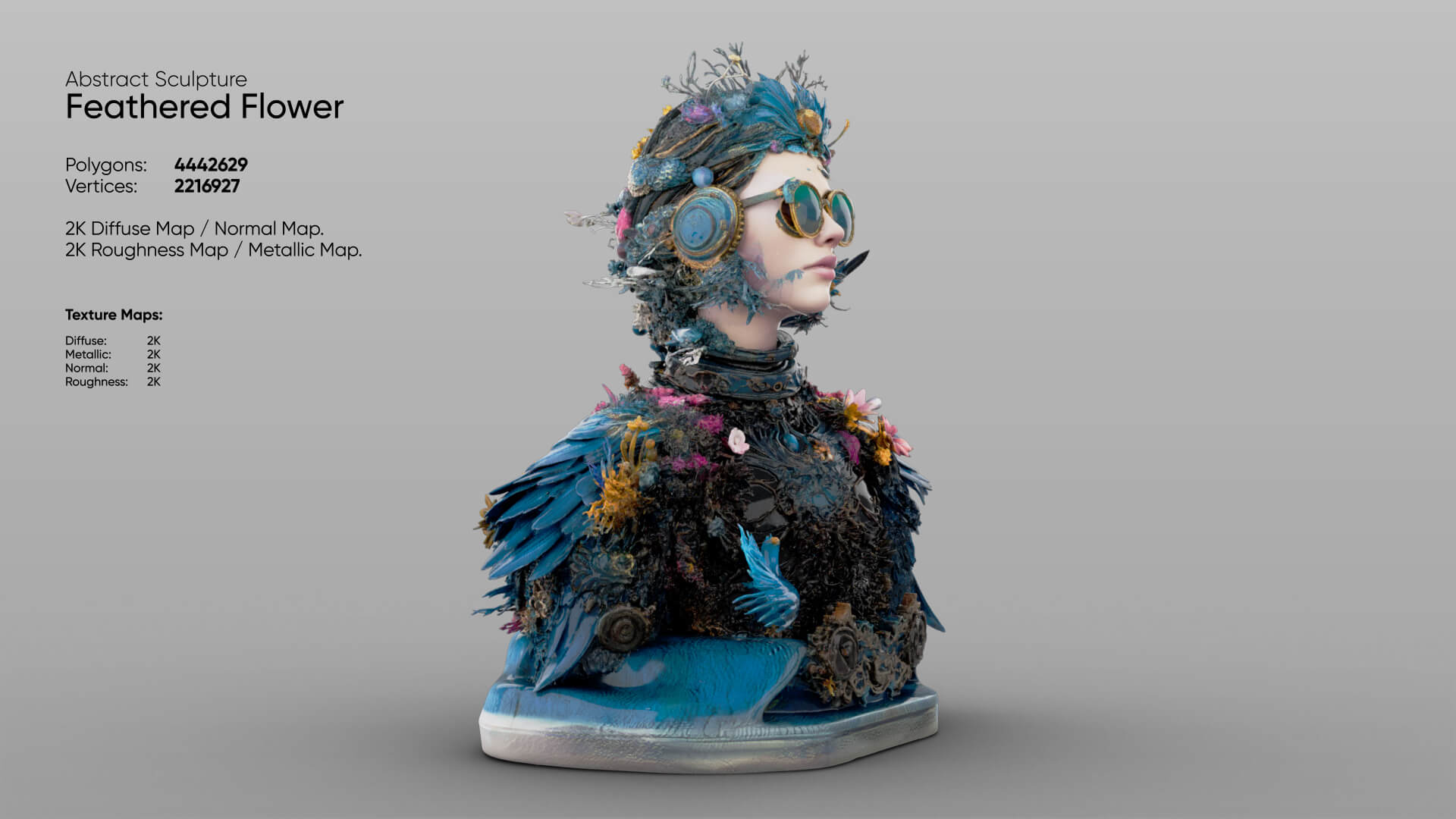 Abstract Sculpture &ndash Feathered Flower 3D Model