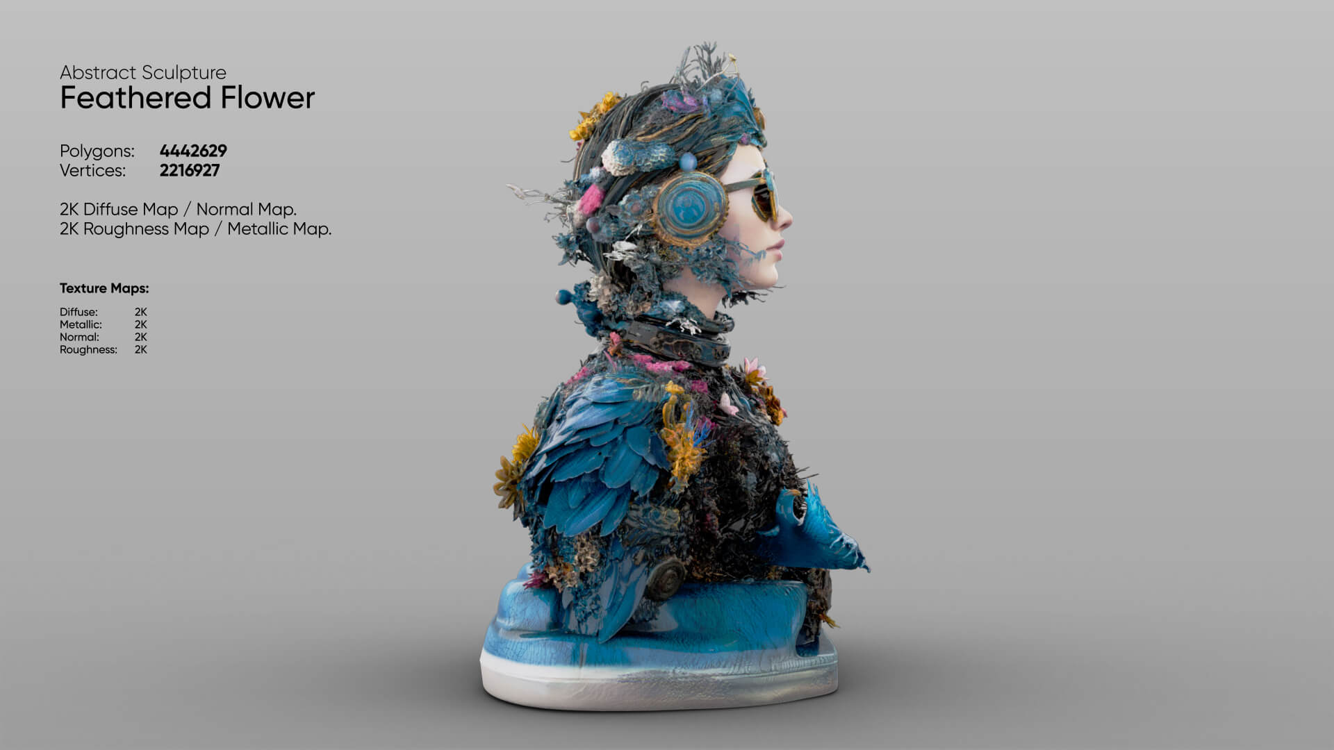 Abstract Sculpture &ndash Feathered Flower 3D Model