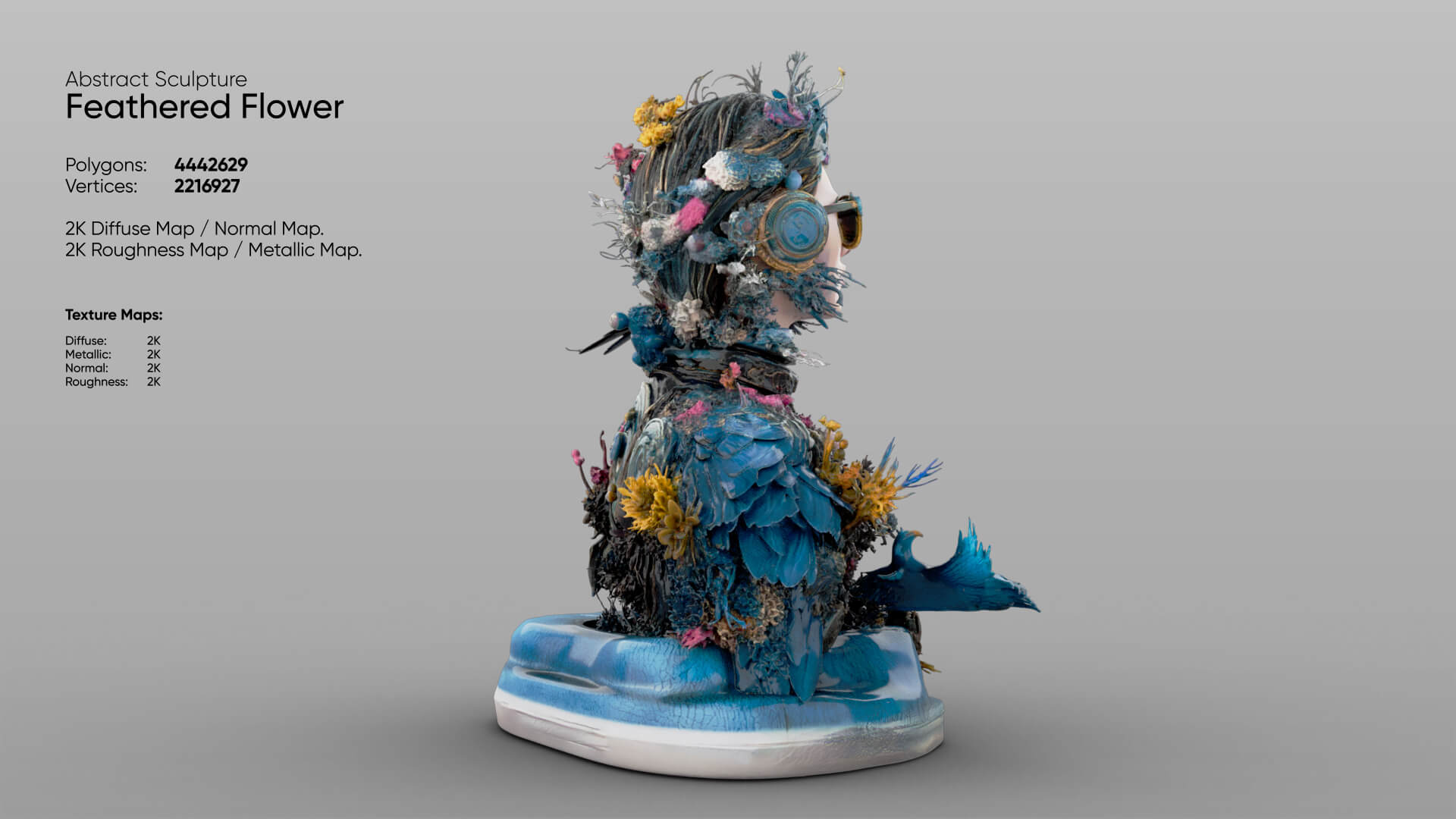 Abstract Sculpture &ndash Feathered Flower 3D Model