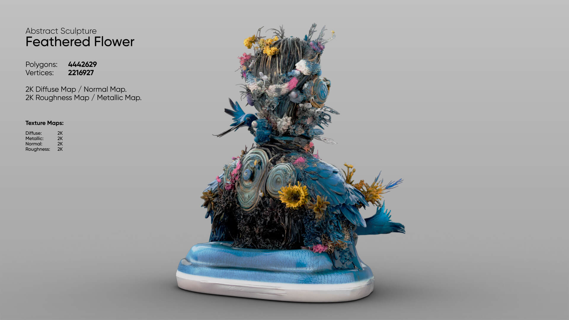 Abstract Sculpture &ndash Feathered Flower 3D Model