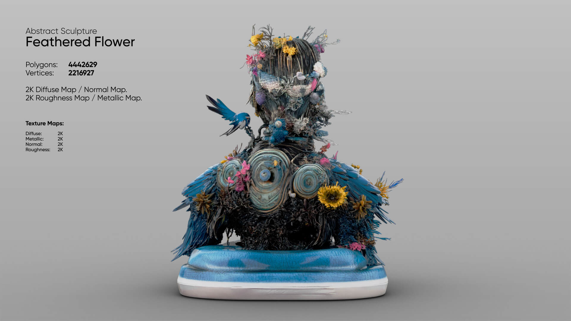 Abstract Sculpture &ndash Feathered Flower 3D Model