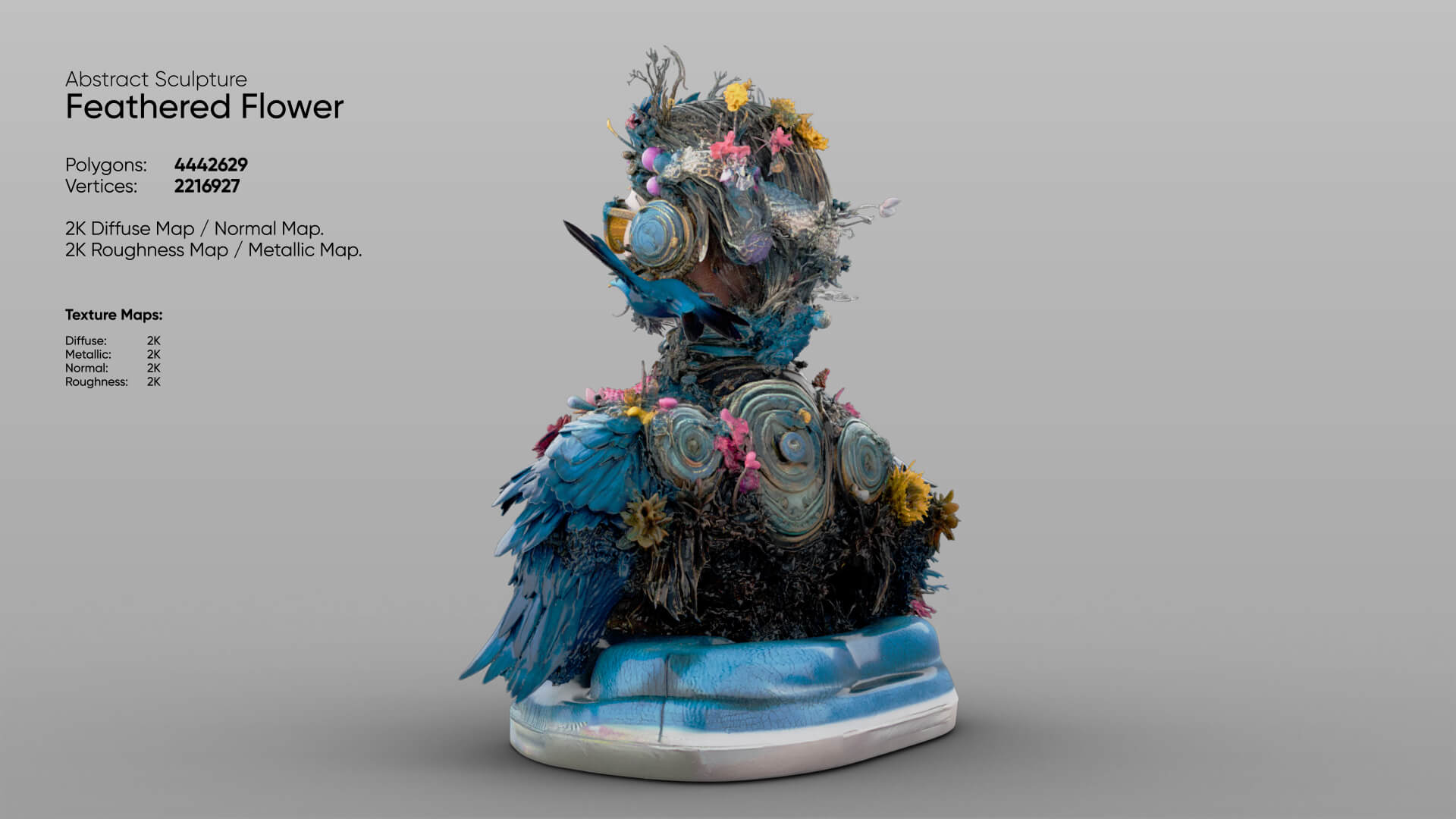 Abstract Sculpture &ndash Feathered Flower 3D Model