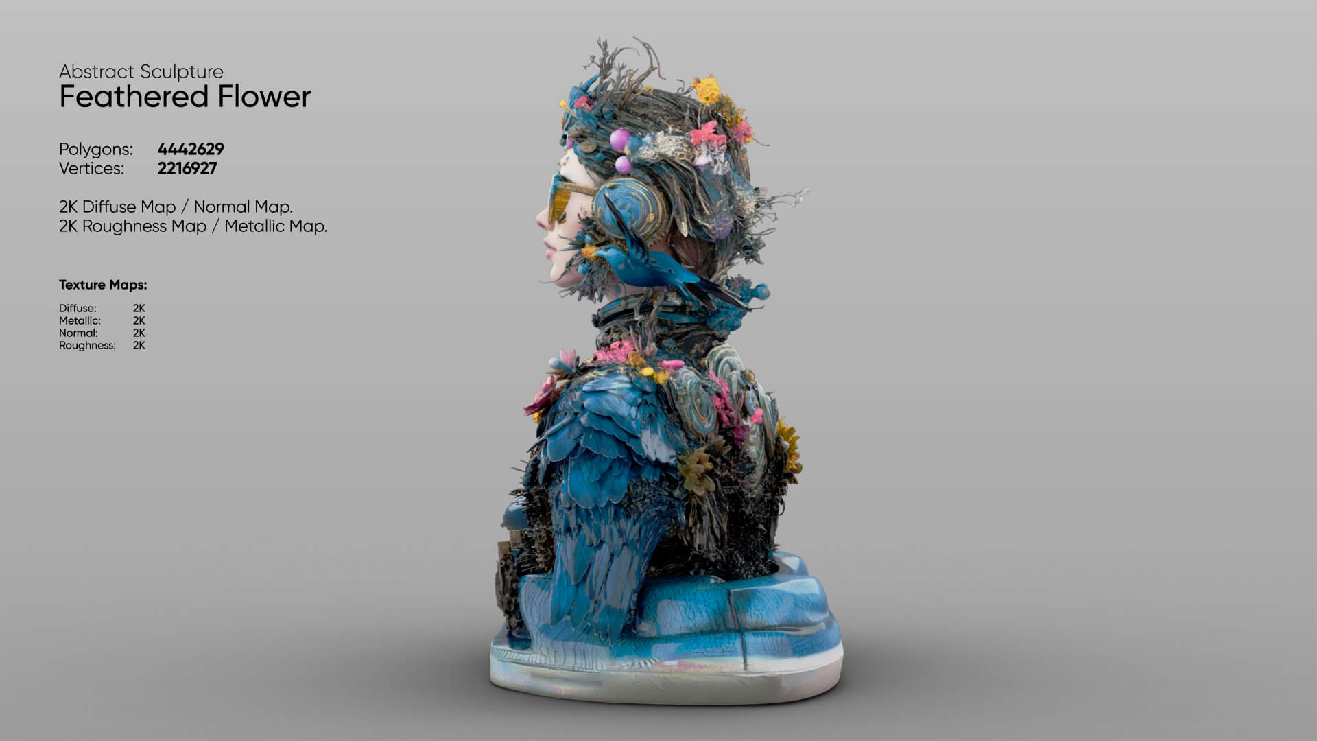 Abstract Sculpture &ndash Feathered Flower 3D Model