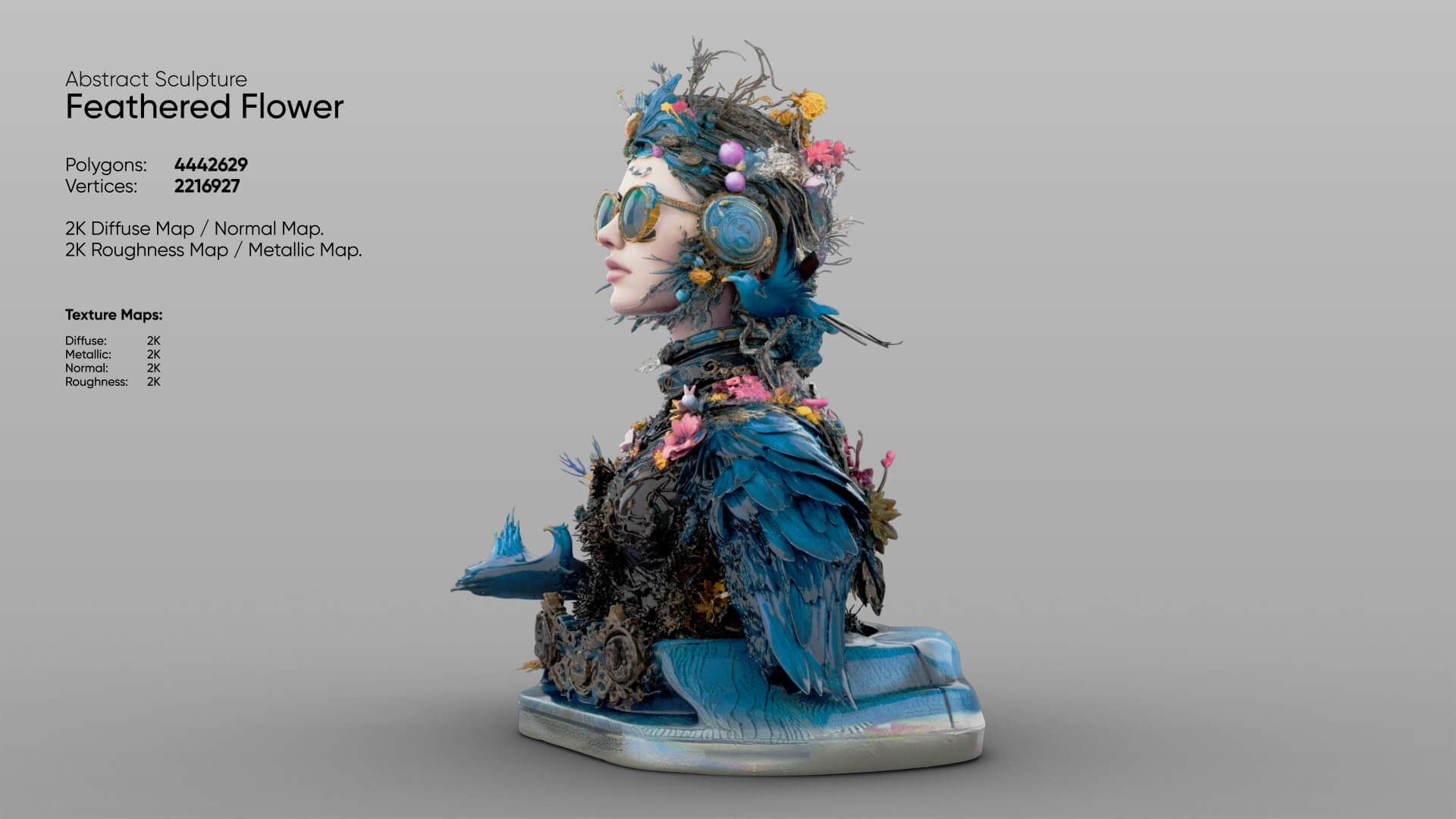 Abstract Sculpture &ndash Feathered Flower 3D Model