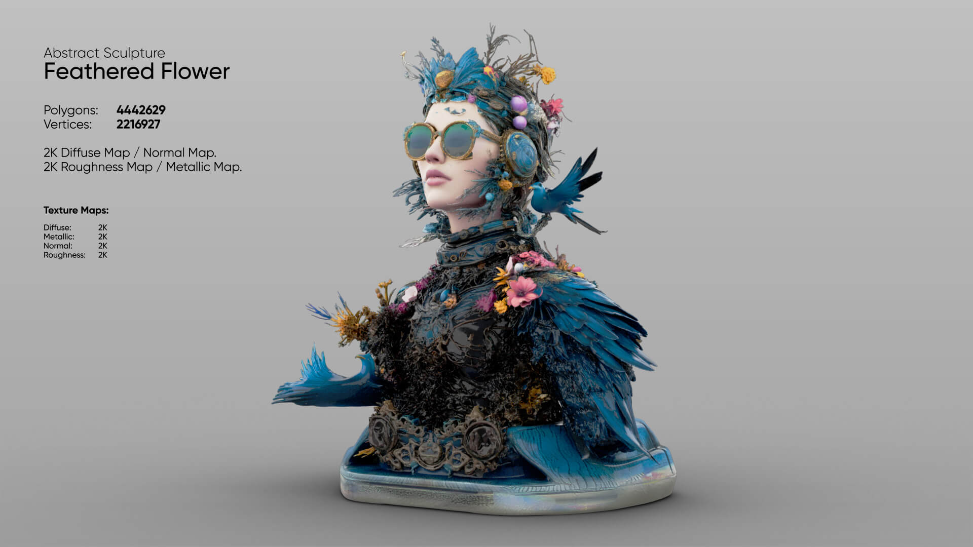 Abstract Sculpture &ndash Feathered Flower 3D Model