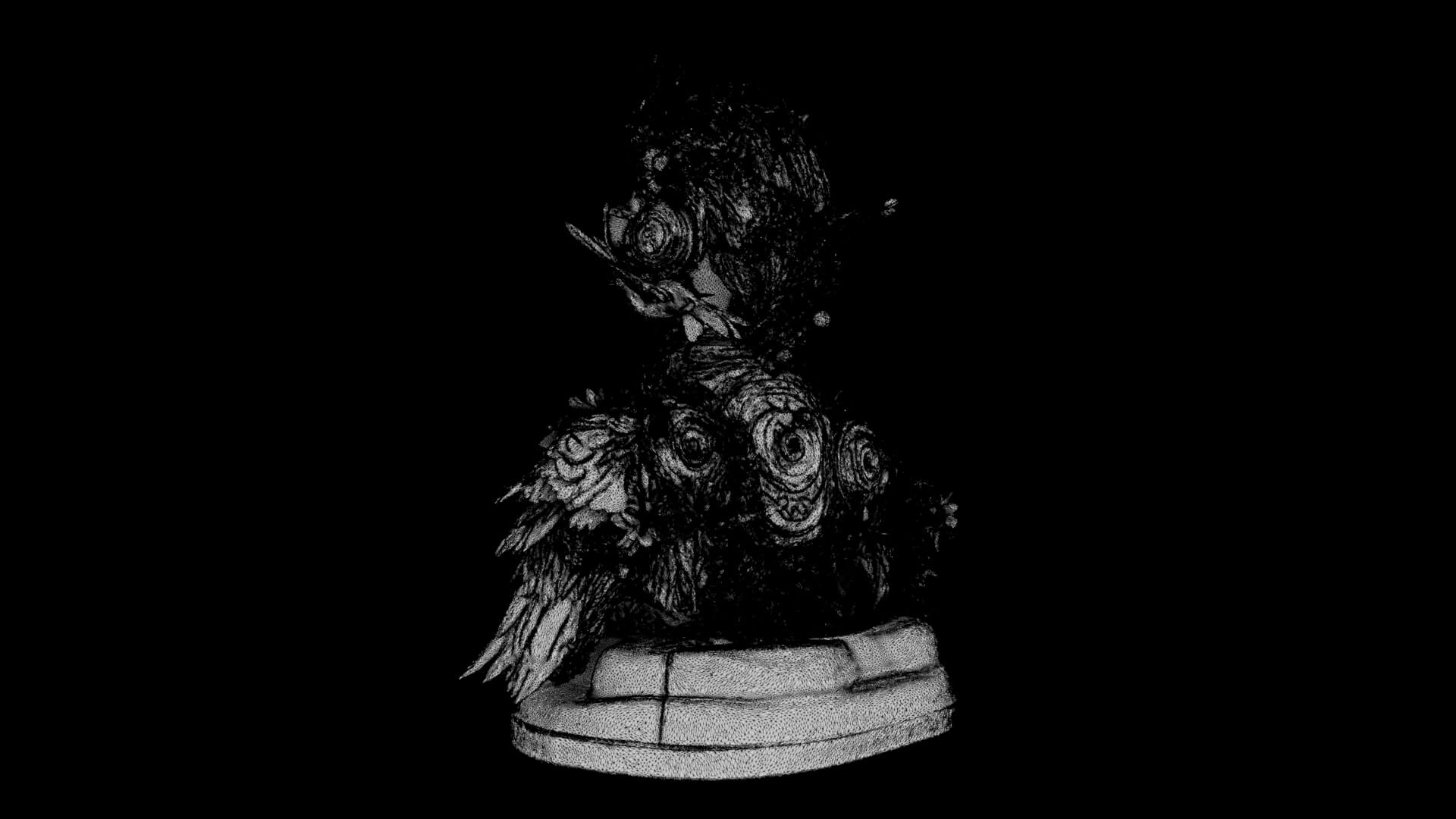 Abstract Sculpture &ndash Feathered Flower 3D Model