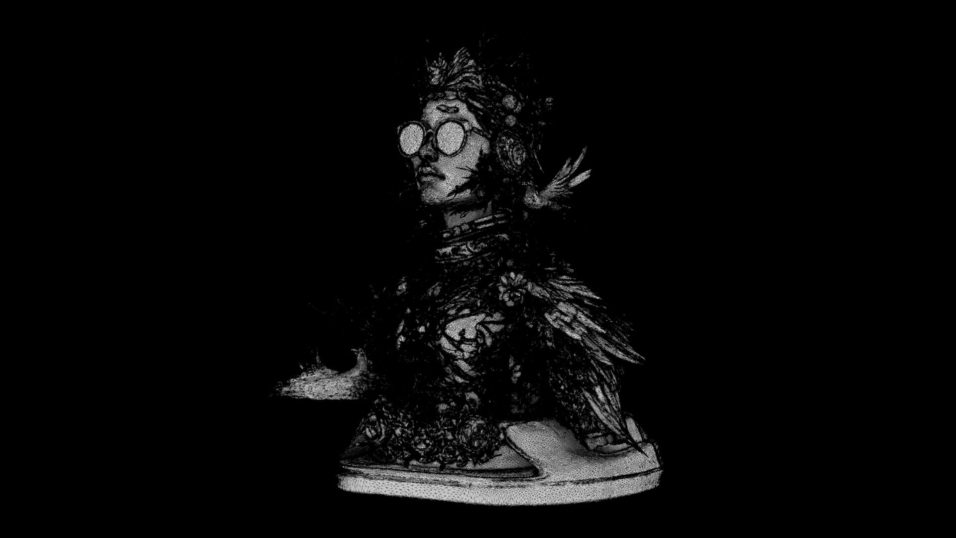 Abstract Sculpture &ndash Feathered Flower 3D Model