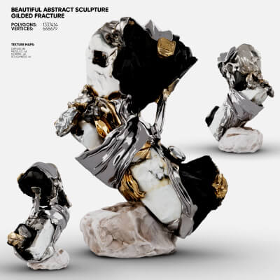 Abstract Sculpture - Gilded Fracture