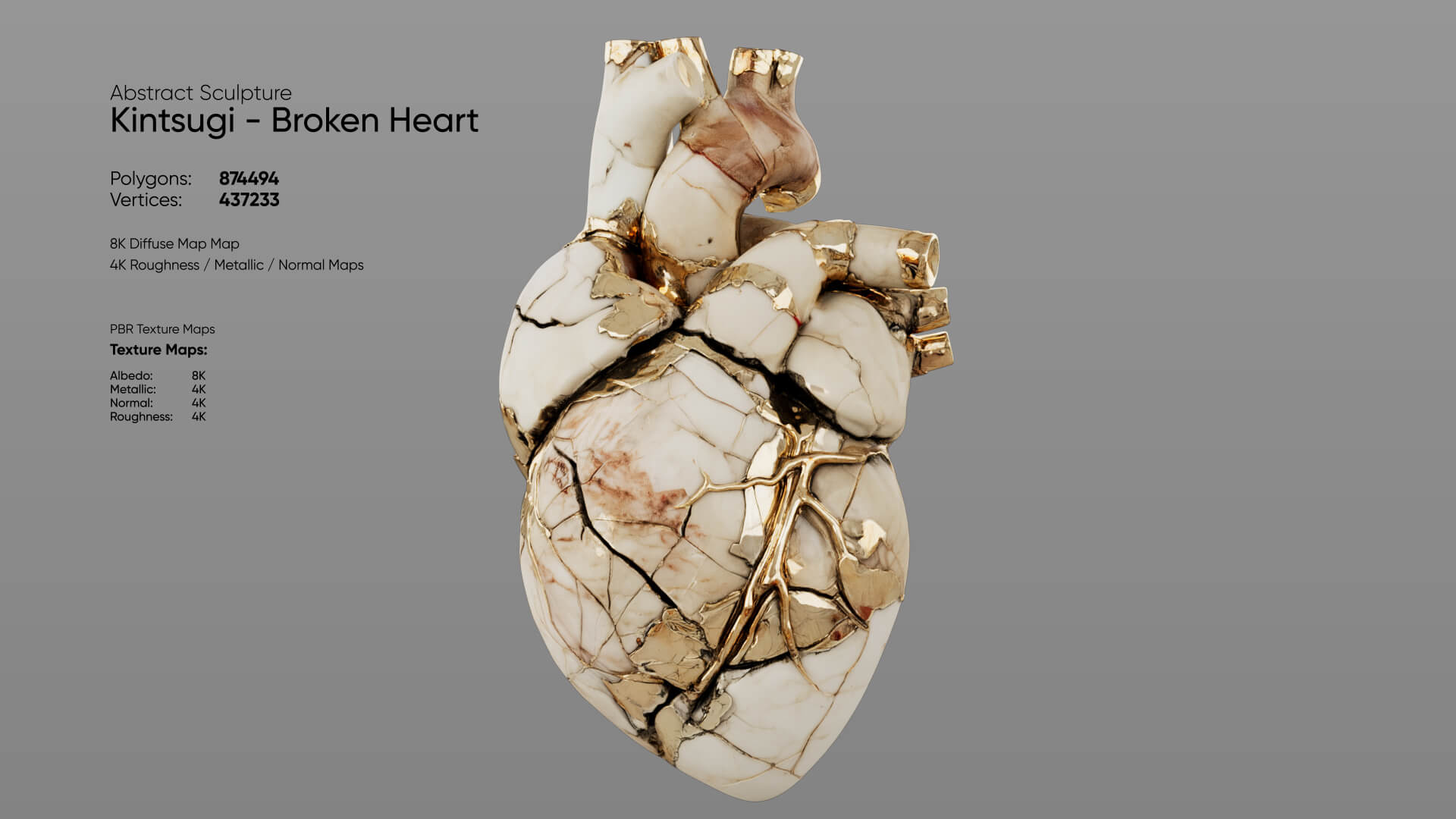 Abstract Sculpture - Kintsugi - Broken Heart 3D Model