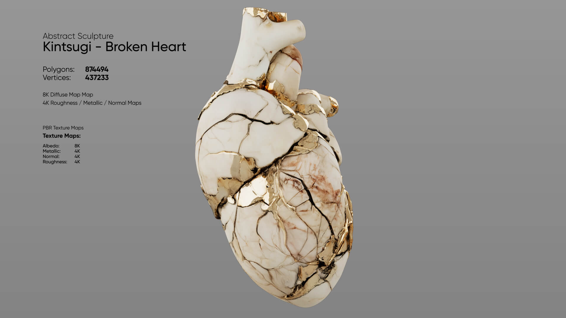 Abstract Sculpture - Kintsugi - Broken Heart 3D Model