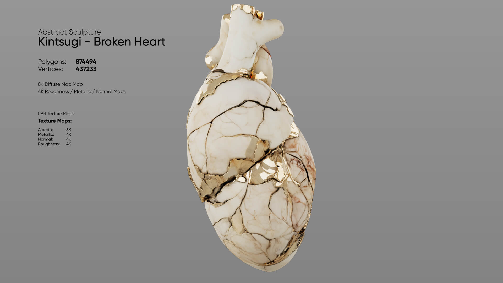 Abstract Sculpture - Kintsugi - Broken Heart 3D Model